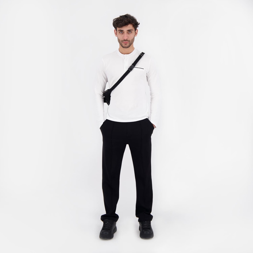 Kontakt Homme – Pantalon chino homme en piqué jambe droite – Noir