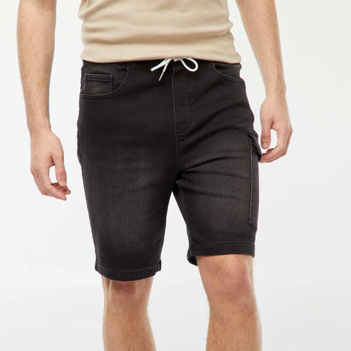 Kiabi – Bermuda en denim multi-poches NOIR
