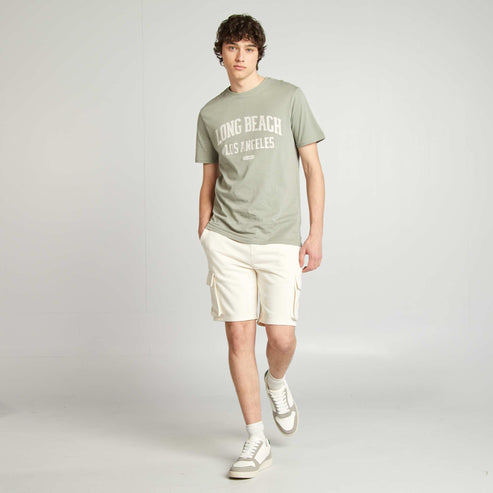 Kiabi – Short en molleton léger multipoches BLANC