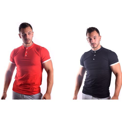 Zoom Fashion – Pack 2 Polos Col Mao – Noir et Rouge