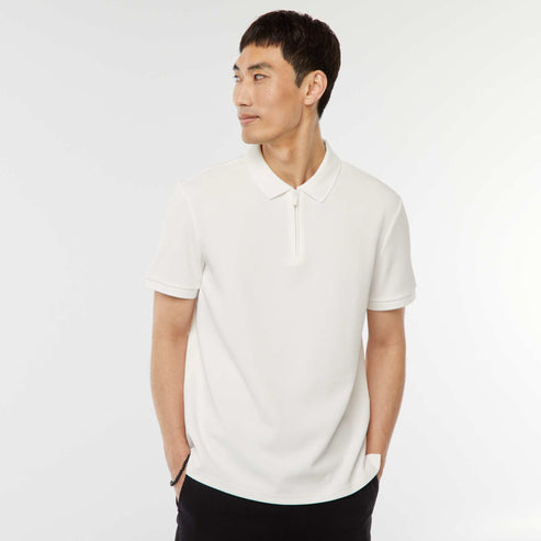 Kiabi – Polo en nid d’abeilles et col zippé BLANC