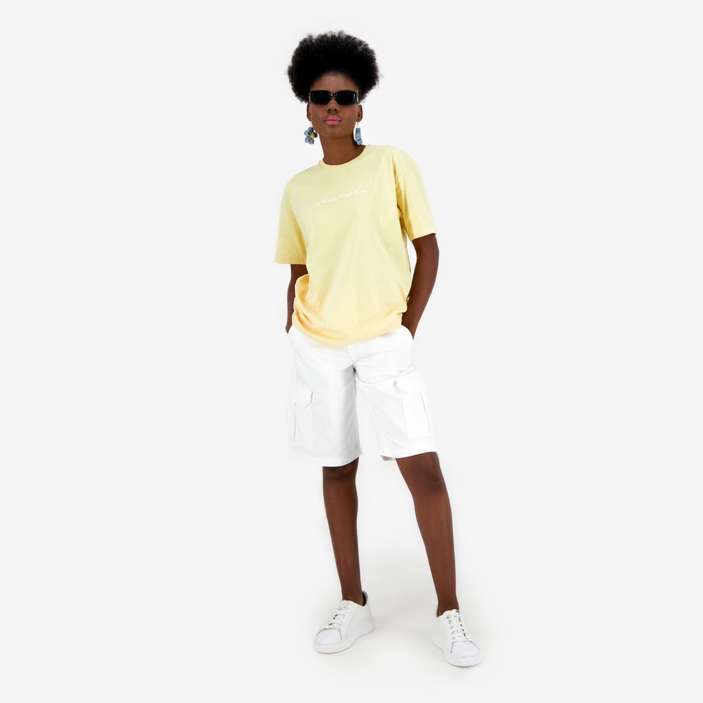 Kontakt – Bermuda baggy cargo unisexe- BADER 2.0 – Blanc