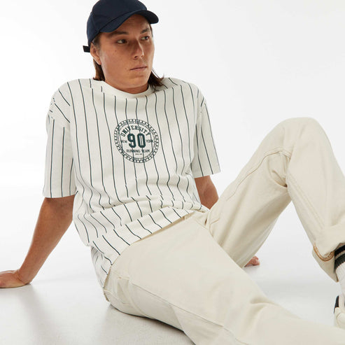 Kiabi – T-shirt imprimé à manches courtes style université américaine BLANC