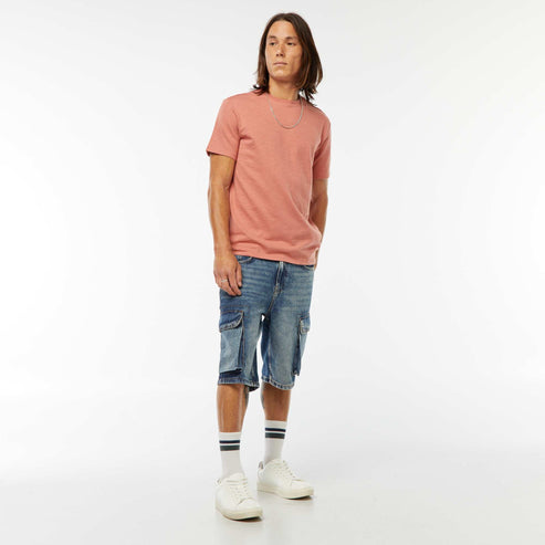 Kiabi – T-shirt manches courtes en maille fantaisie ROSE