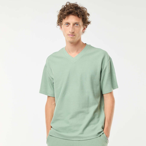 Kiabi – T-shirt en maille col V VERT
