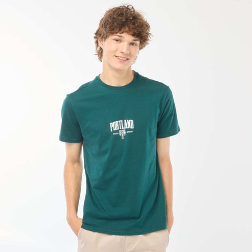 Kiabi – Tee-shirt imprimé à manches courtes VERT