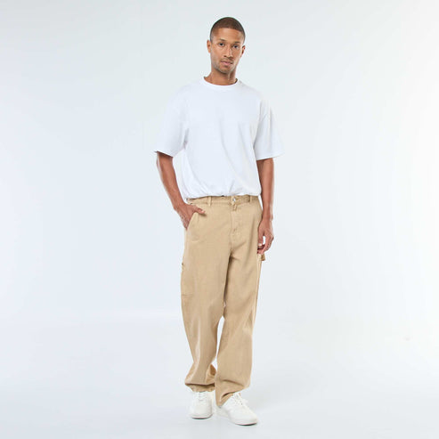 Kiabi – Pantalon denim style Carpenter BEIGE