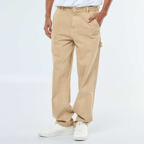 Kiabi – Pantalon denim style Carpenter BEIGE
