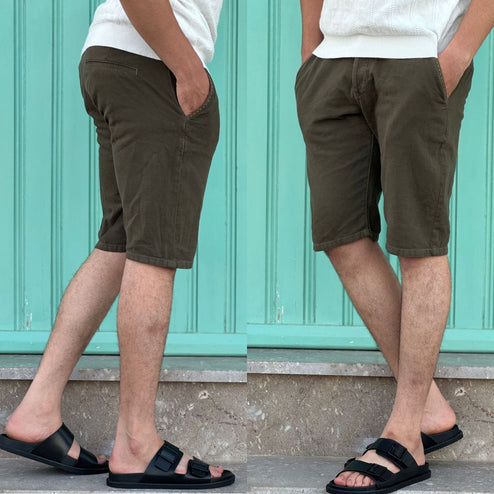 Jeanz – Short classique confort – Vert Kaki