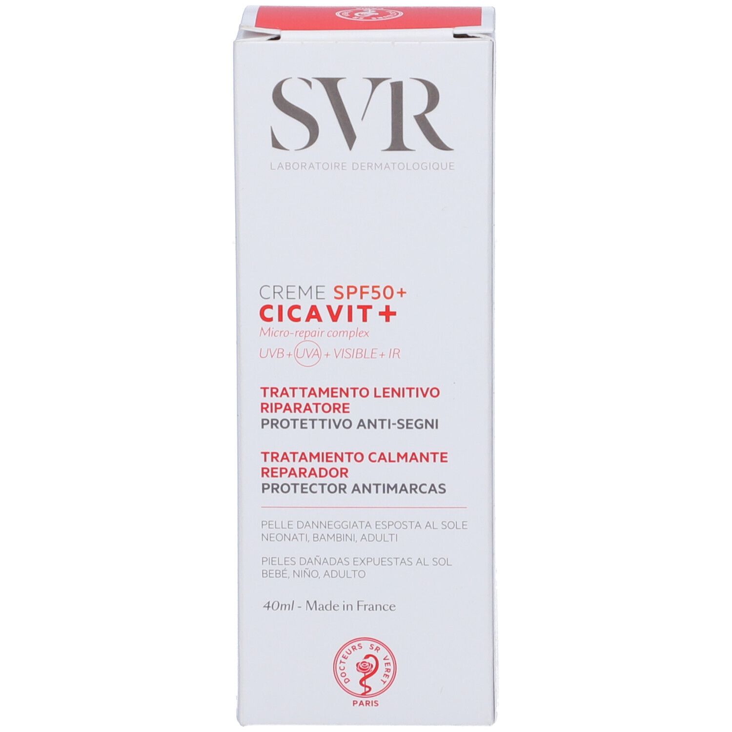 SVR Cicavit+ Crème Solaire SPF50+ 40ml