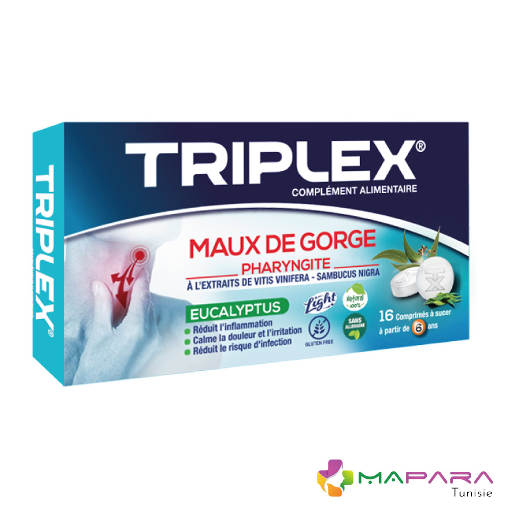 Triplex Maux de Gorge Eucalyptus 16 comprimés