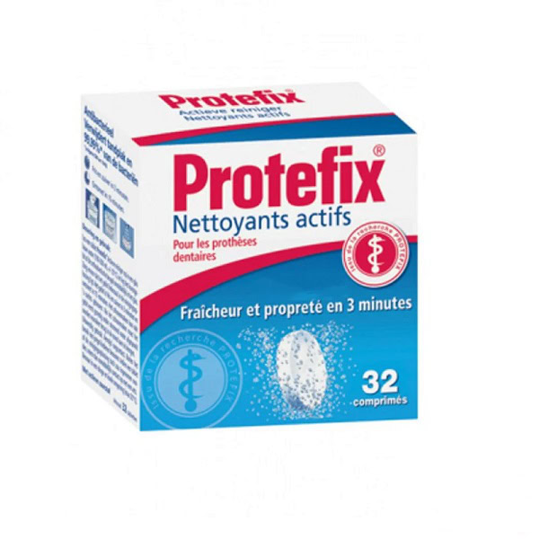 Protefix Nettoyants Actifs 32 Comprimés Effervescents