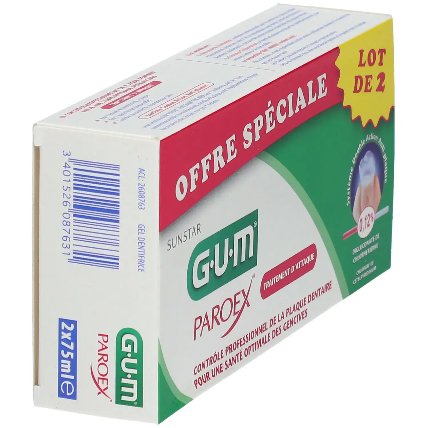 Gum Dentifrice Paroex Gencives Lot de 2 x 75ml