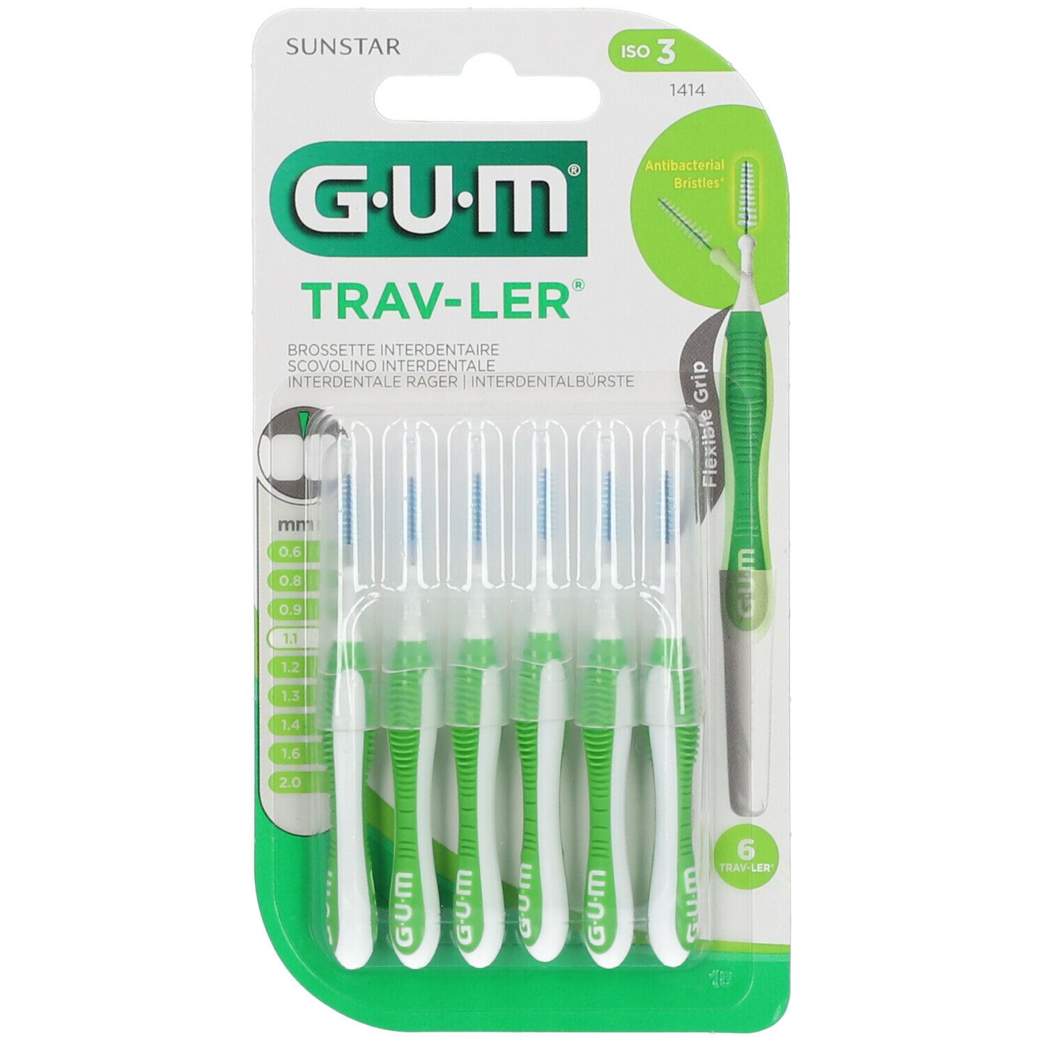 GUM Brossette Interdentaire Travler 1,1mm 1414