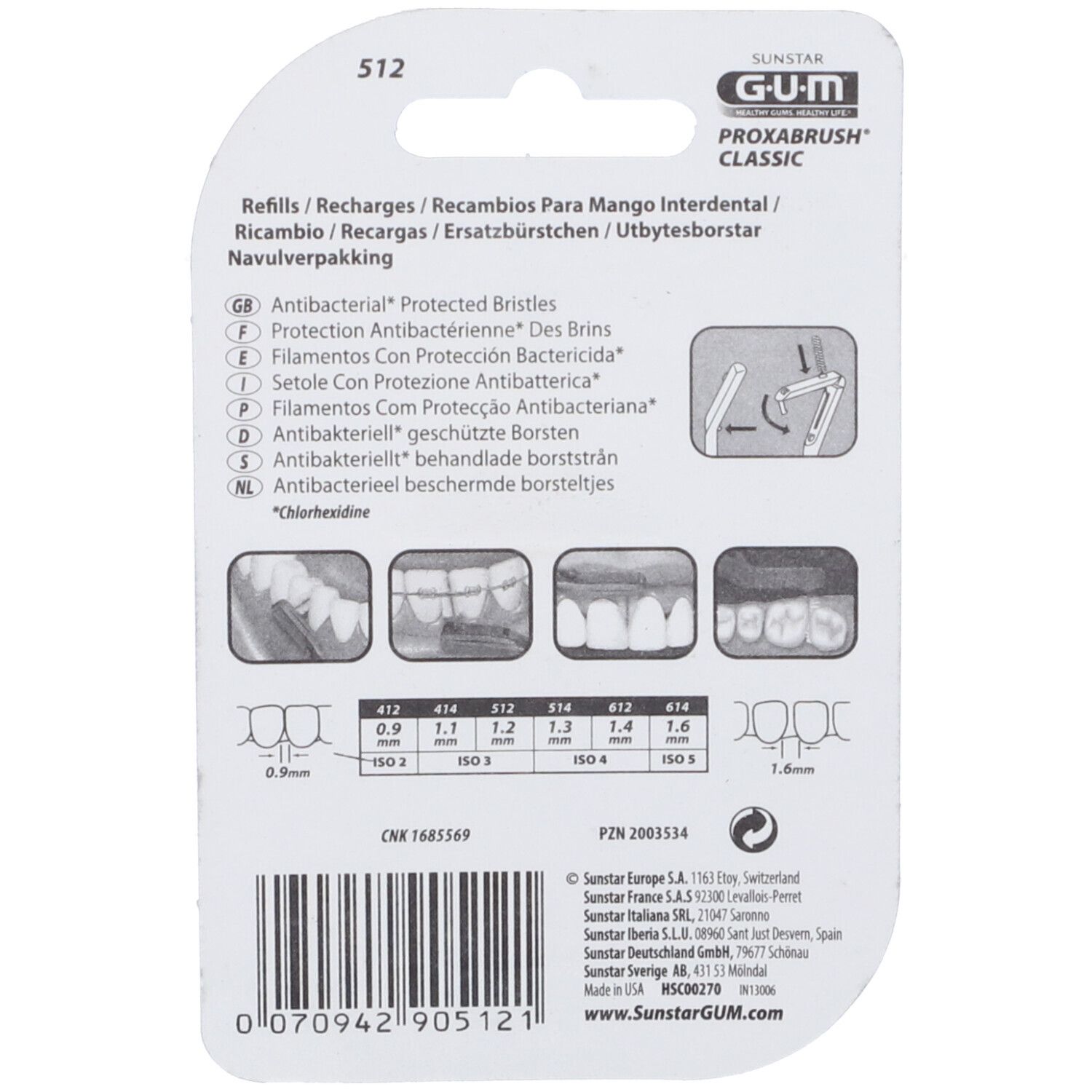 GUM Brossette Interdentaire Proxabrush Classic 1,2mm 512