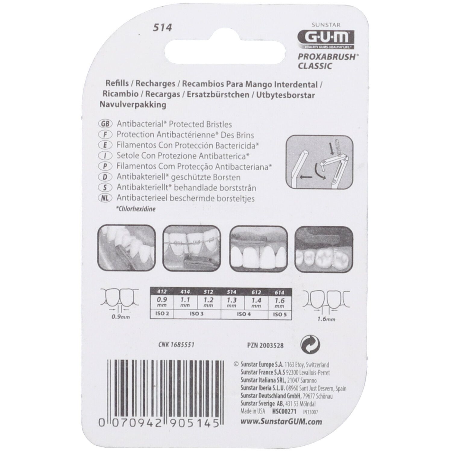 GUM Brossette Interdentaire Proxabrush Classic 1,3mm 514