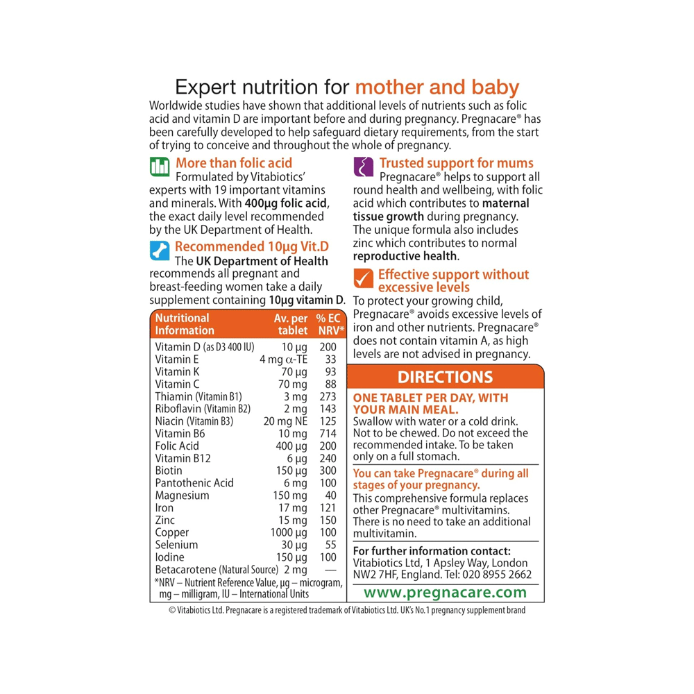 Vitabiotics Pregnacare Original 90 Comprimés