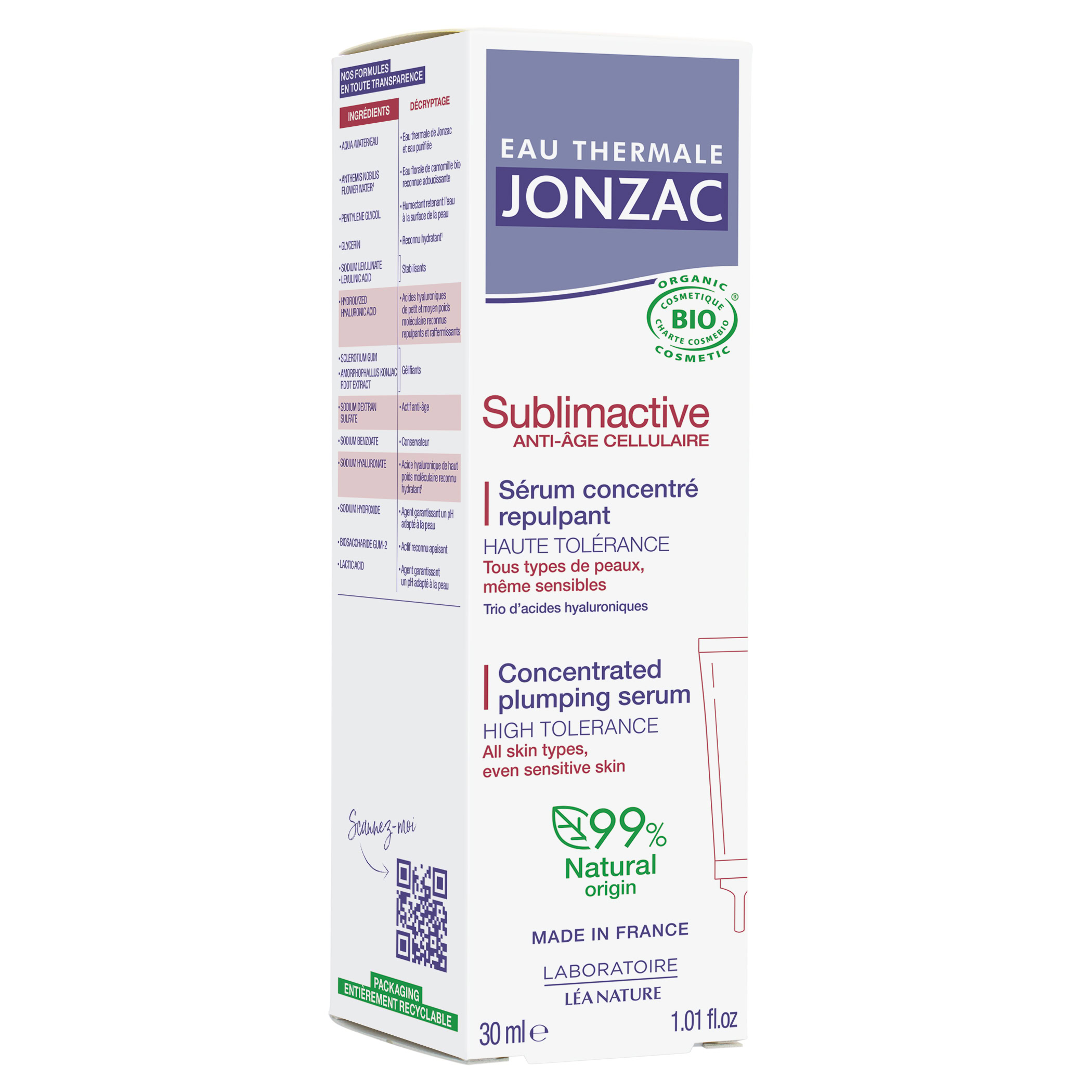 JONZAC Sublimactive Serum Concentre Hyaluronique Anti Age 30ml
