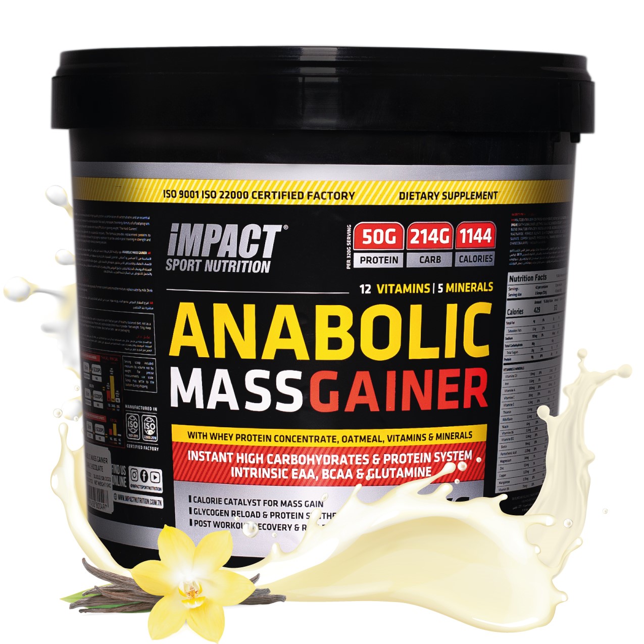 IMPACT Proteine Anabolic Mass Gainer Madagascar Vanilla 5Kg
