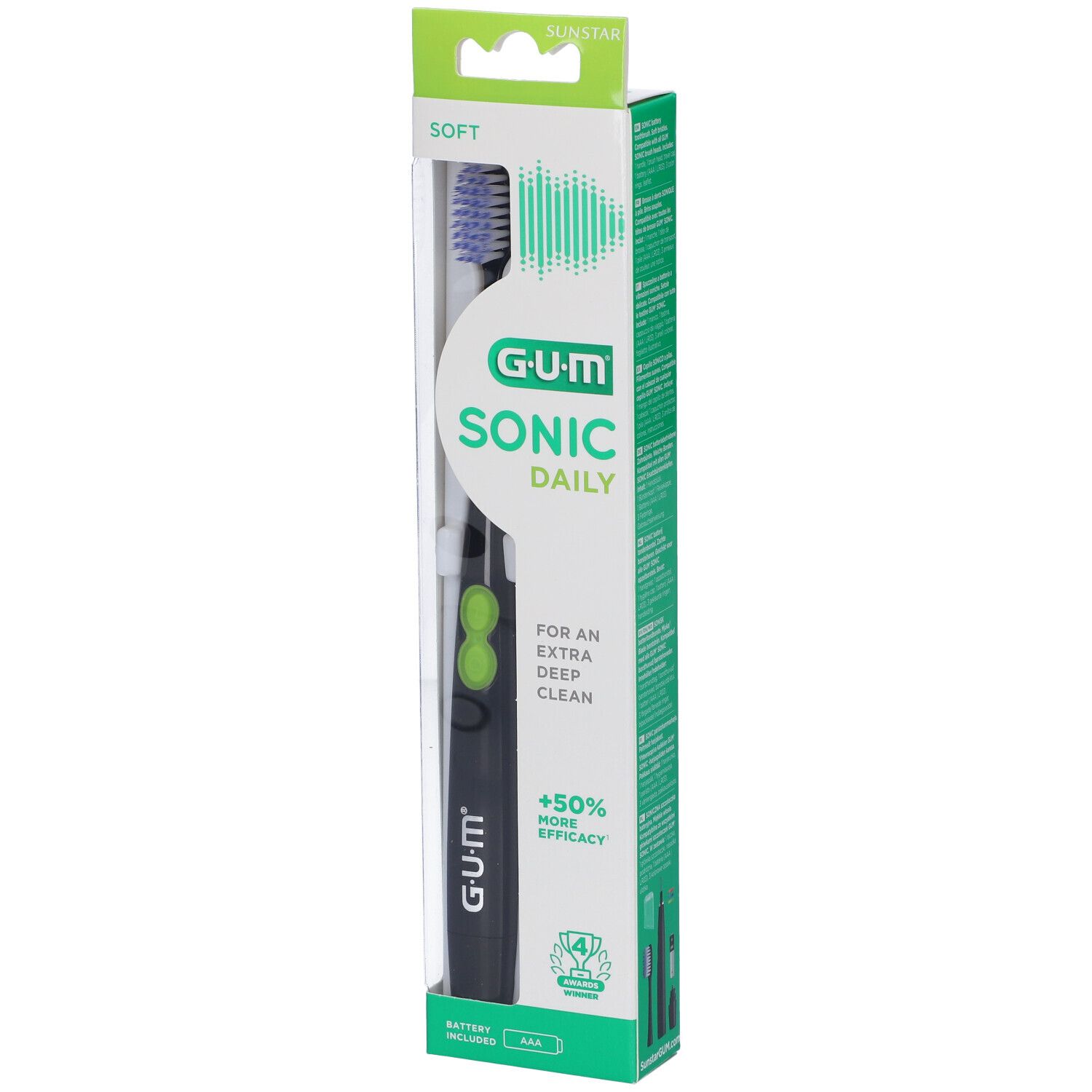 Gum Brosse à Dents Electrique Sonic Daily Soft Noire 4100