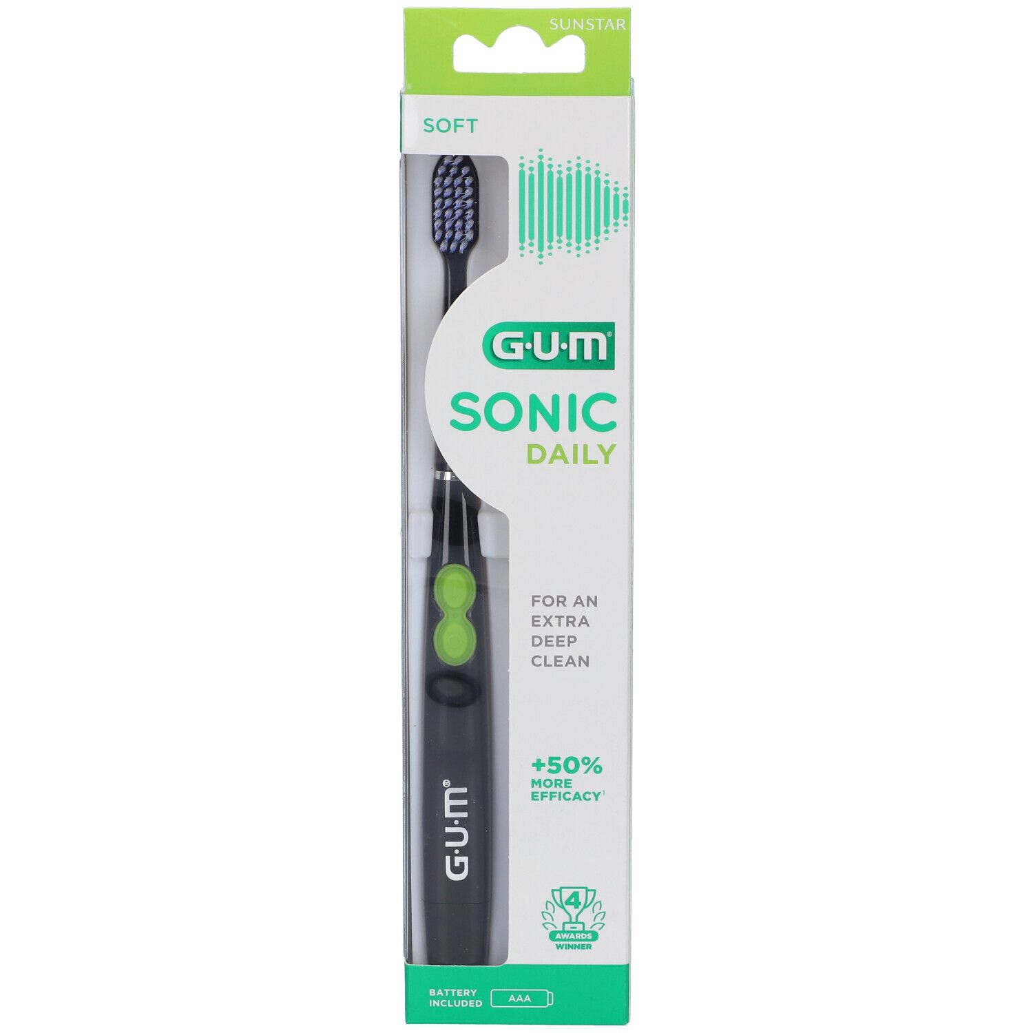 Gum Brosse à Dents Electrique Sonic Daily Soft Noire 4100