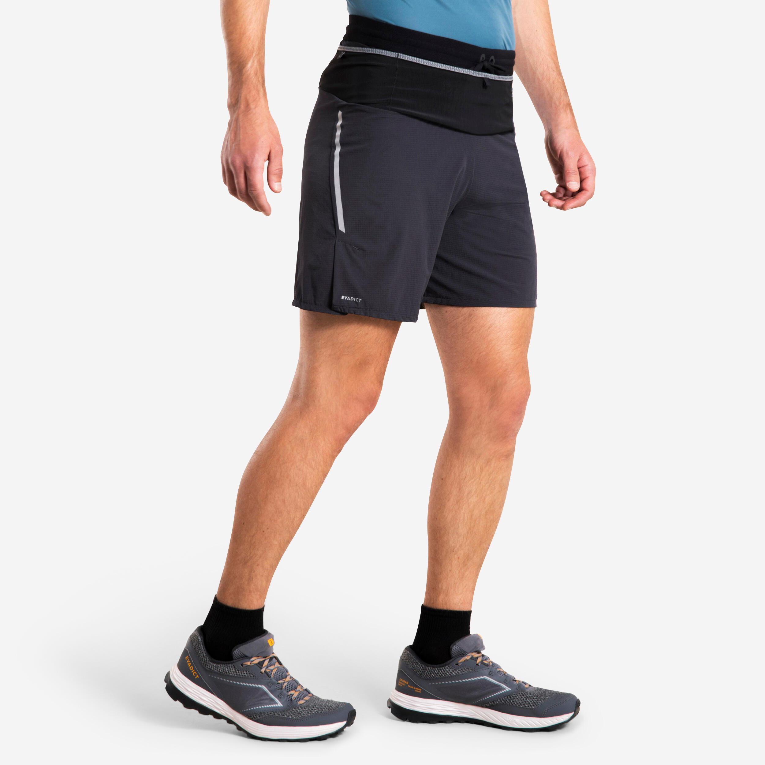 Short de trail running homme - kiprun run 900 ultra gris carbone