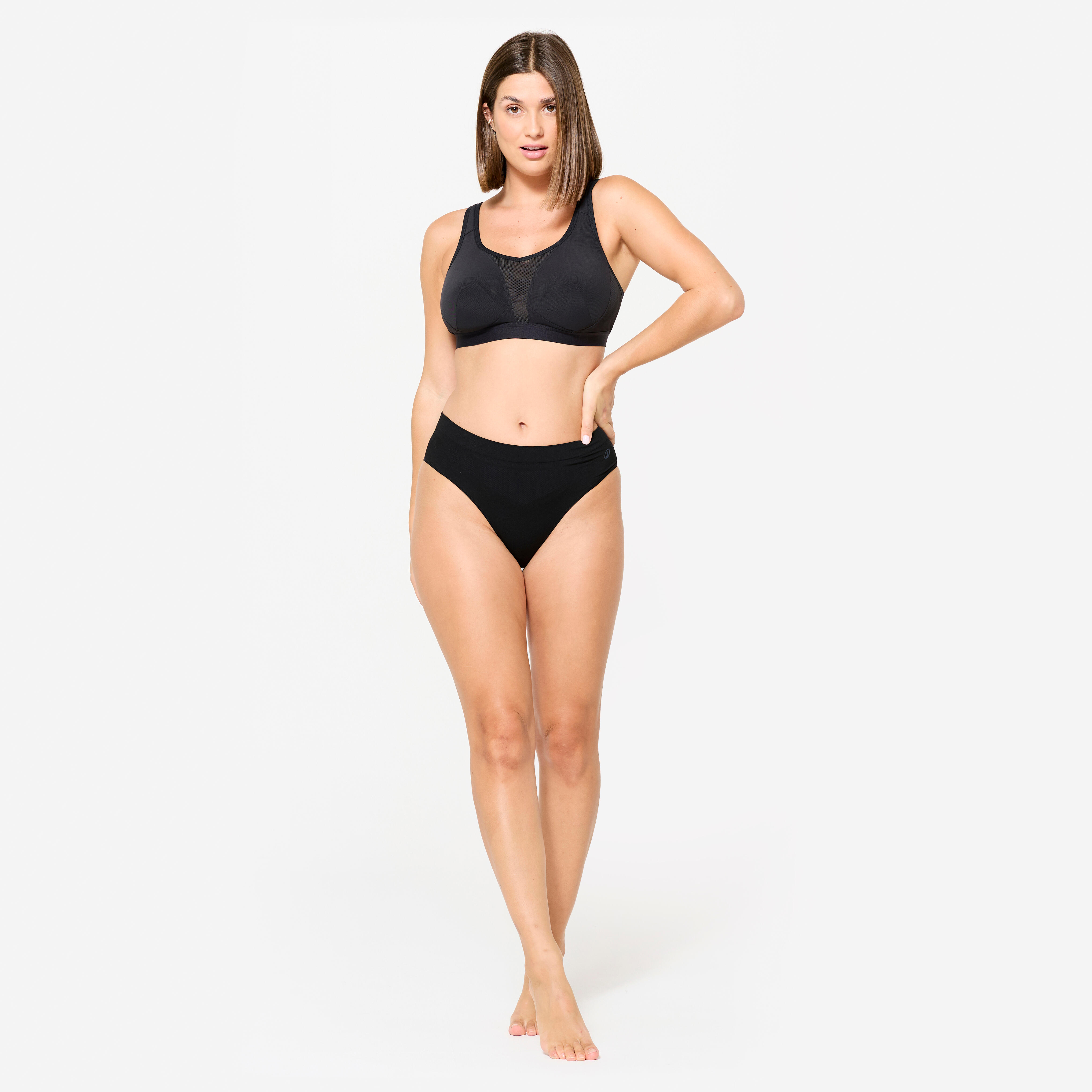 Brassière bretelles croisables maintien fort femme, Noir