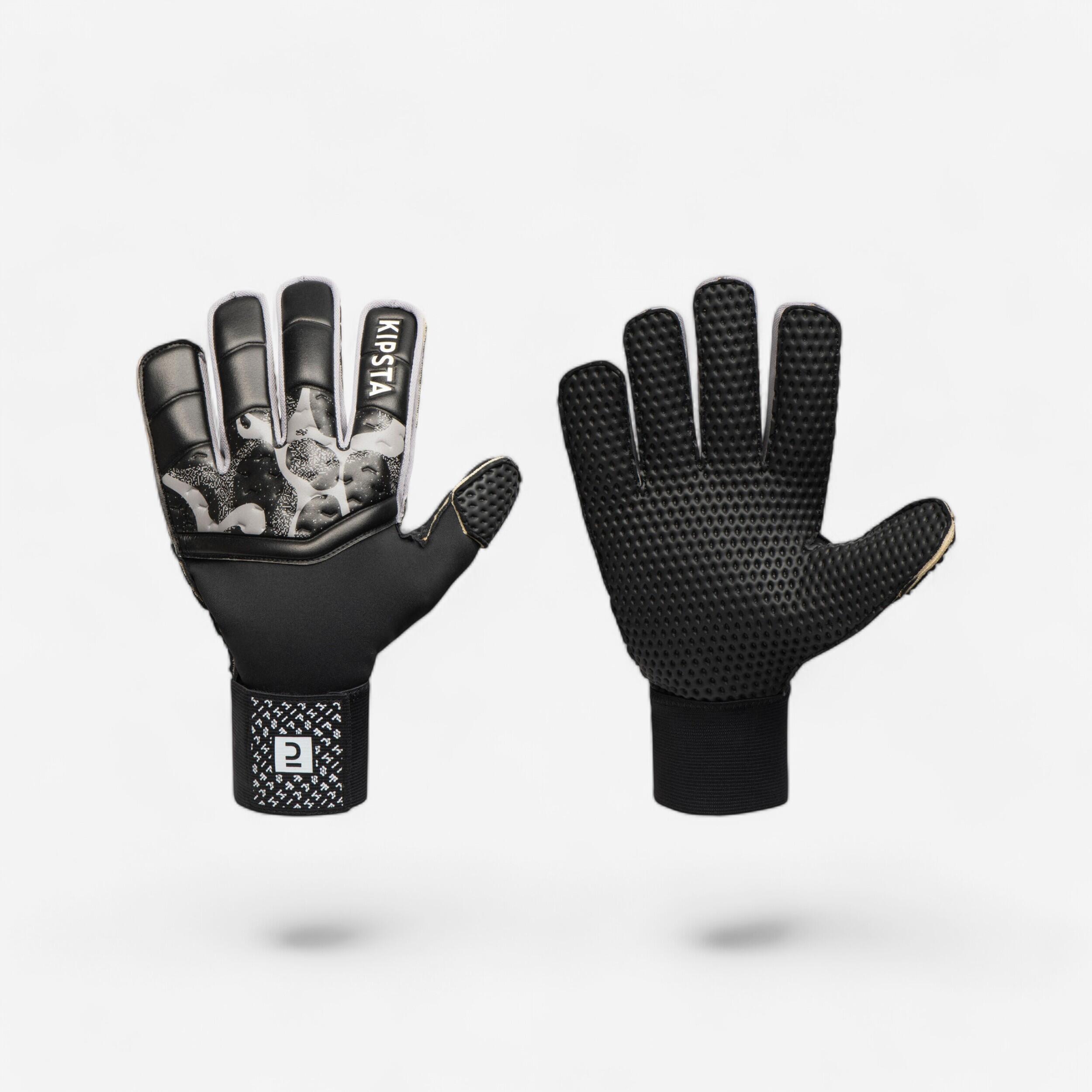 Gant de gardien de football ADULTE F100 SUPERESIST noir/gris