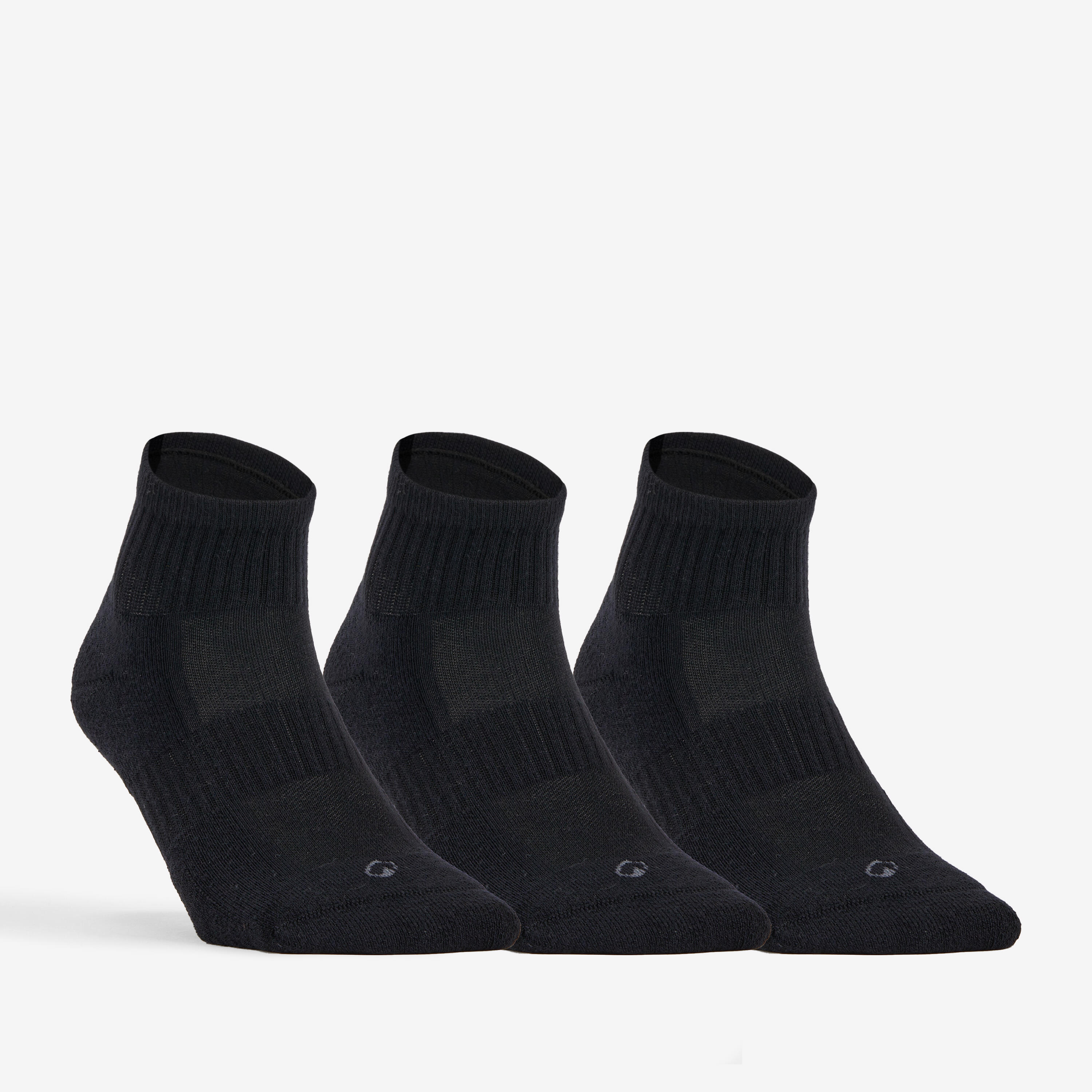 CHAUSSETTES DE SPORT MI-HAUTES RS 500 NOIR LOT DE 3