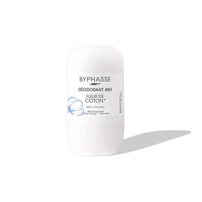 BYPHASSE DEODORANT ROLL ON ANTI TACHES FLEUR DE COTON 50ML